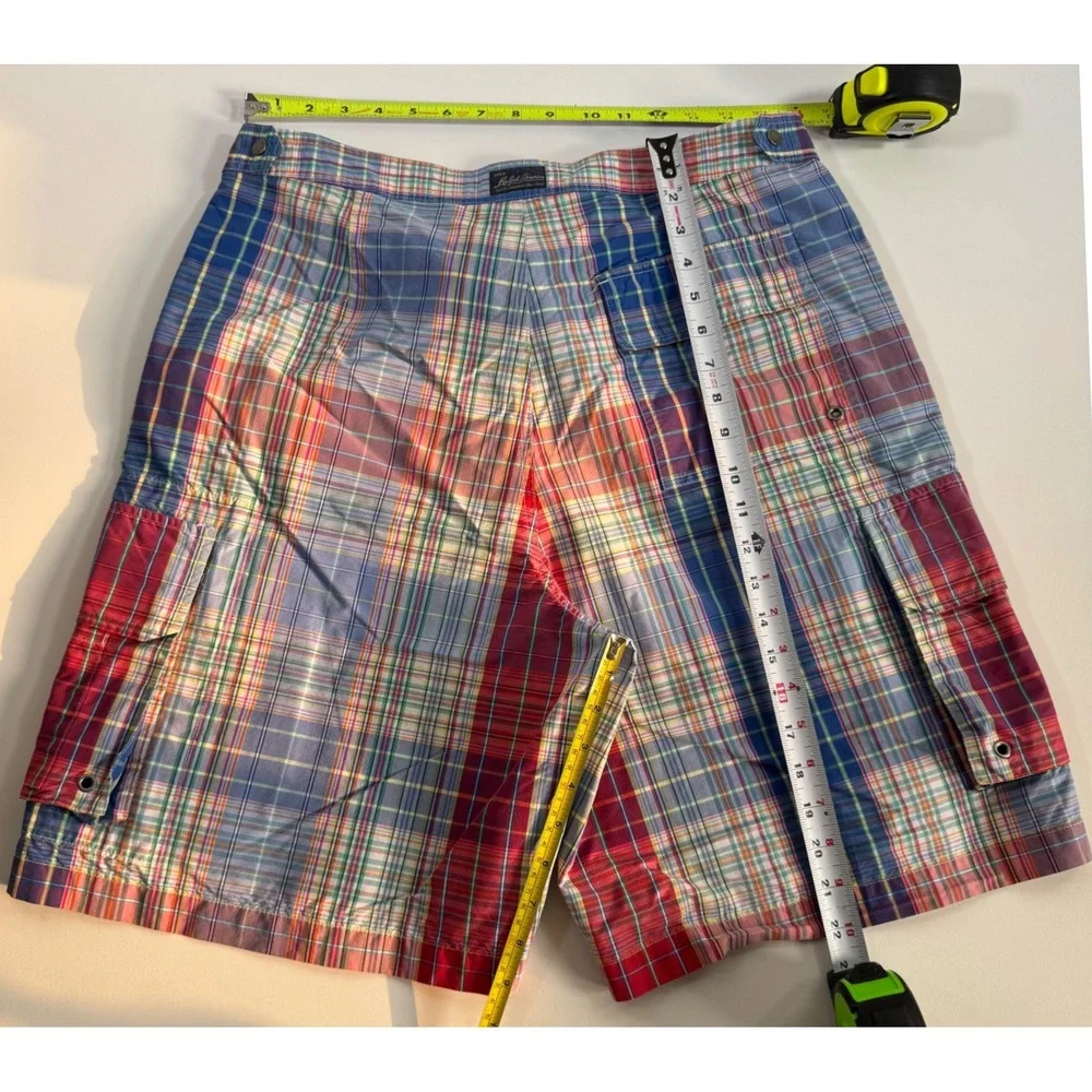 Polo Ralph Lauren Mens 35 Plaid Cargo Board Shorts Multicolor Madras